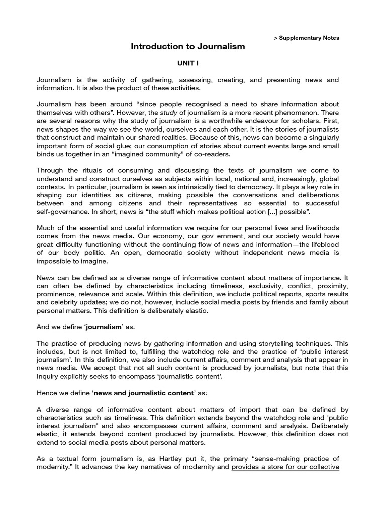 Supplementary Note - IoJ | PDF | Copy Editing | Newspapers