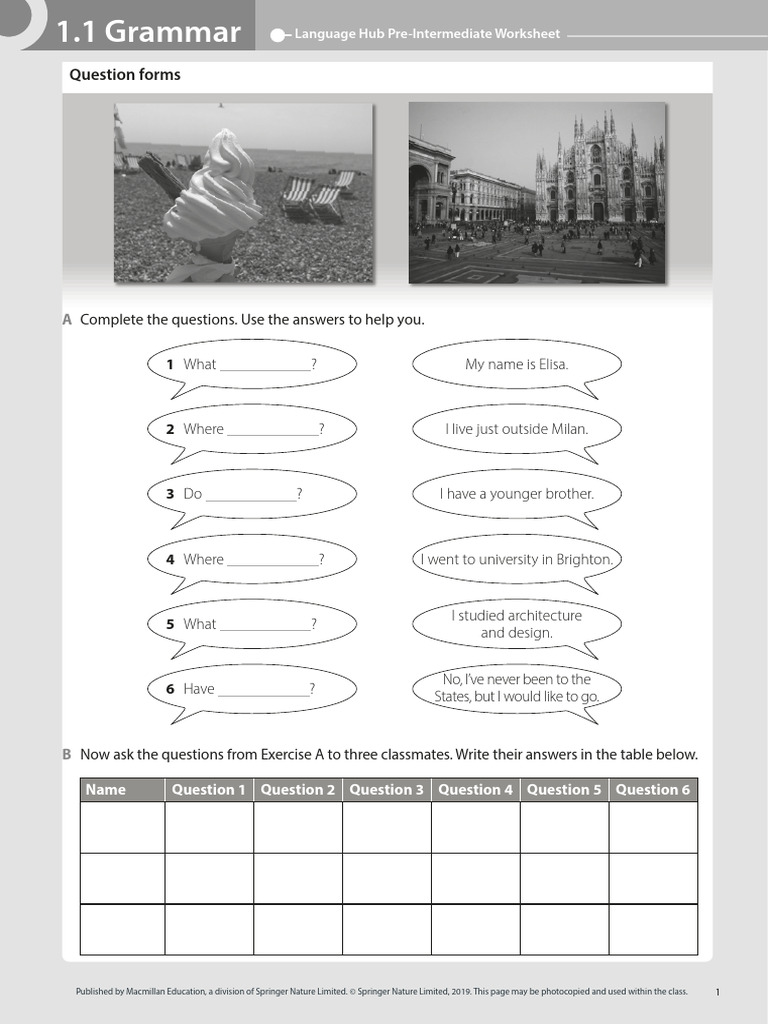 Language Hub Pre-Intermediate Worksheets | PDF | Mindfulness | English ...