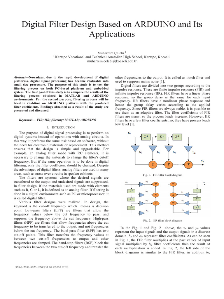 Digital Filter Design Based On ARDUINO and Its Applications | PDF ... image.