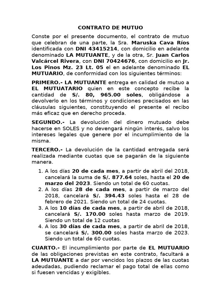 Contrato de Mutuo | PDF | Justicia | Crimen y violencia