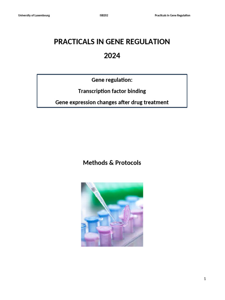 Gene Regulation Practicals Guide | PDF | Real Time Polymerase Chain ...