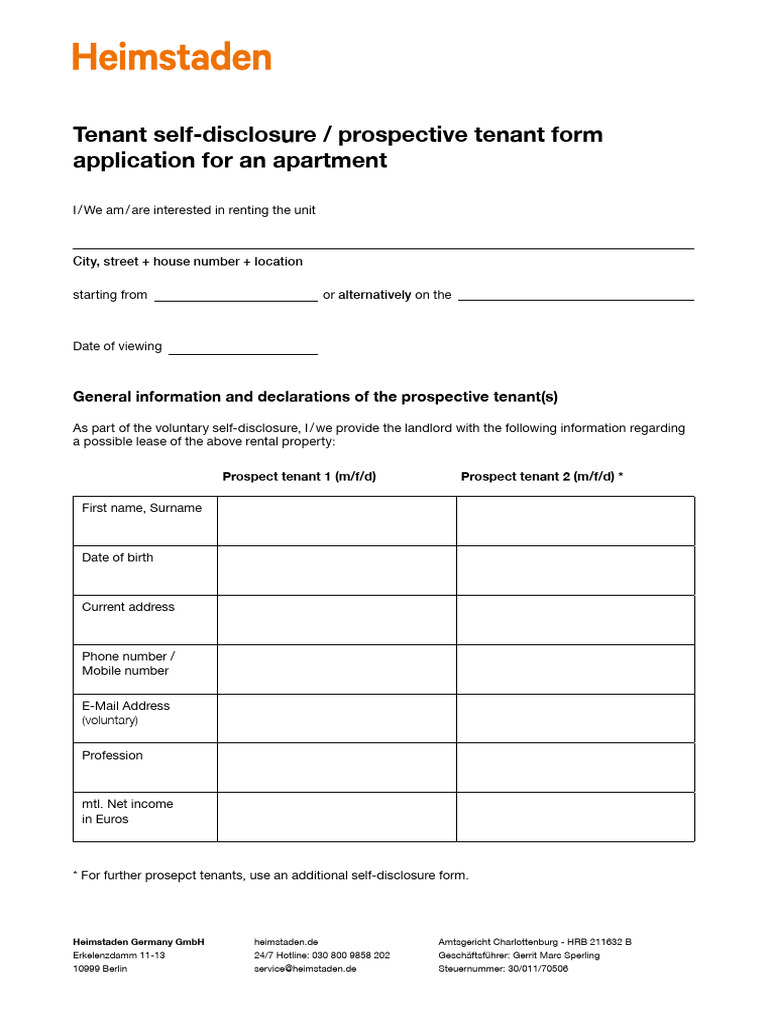 Tenant Application Form | PDF | Private Law | Common Law