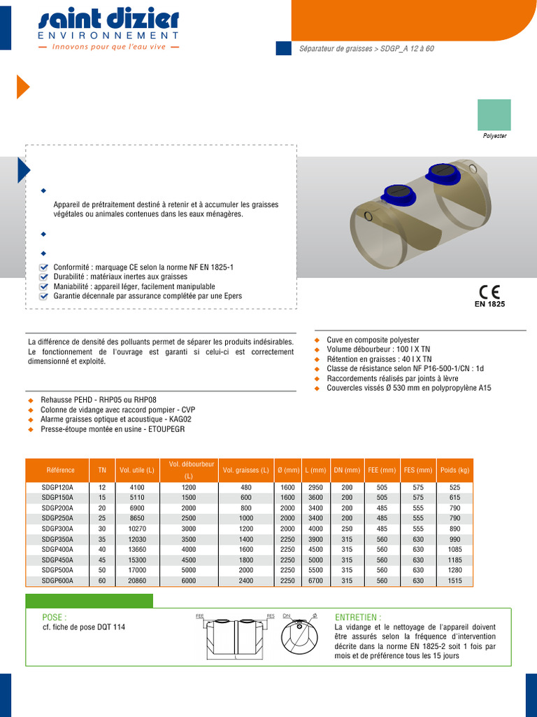 Séparateur de Graisses SDGP_A 12-60 | PDF