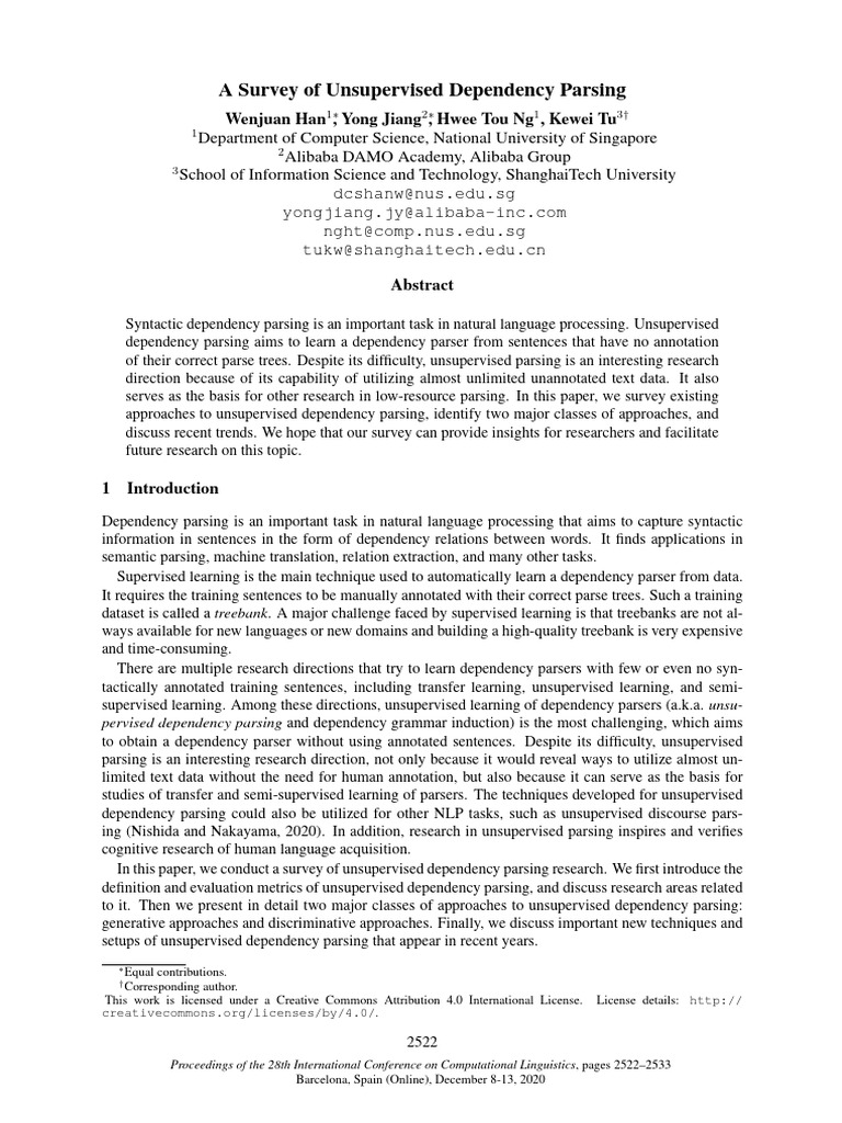 Unsupervised Dependency Parsing Survey | PDF | Parsing | Artificial ...