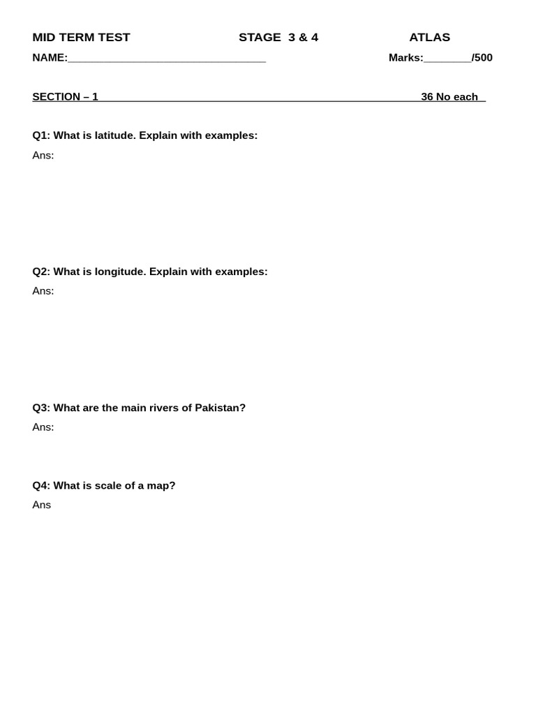 Atlas Mid Term Test Overview | PDF