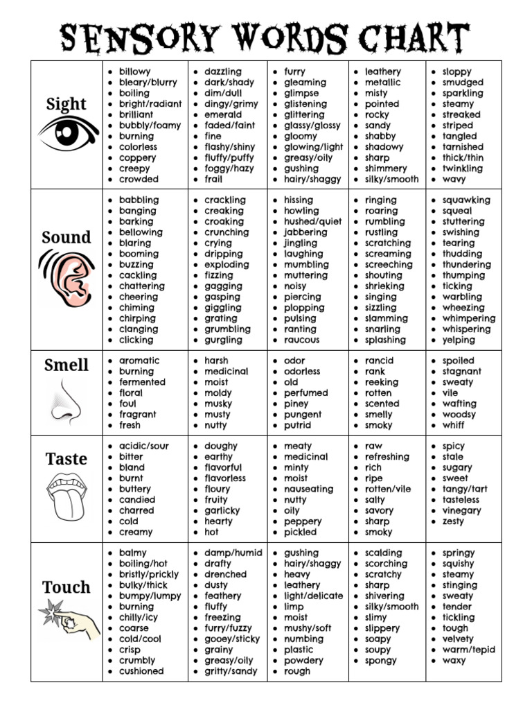 Sensory Words for Sight | PDF | Taste | Organ (Anatomy)