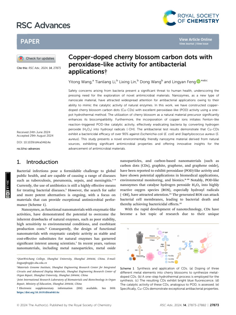 RSC Advances Literature Seminar | PDF | Physical Chemistry | Chemistry