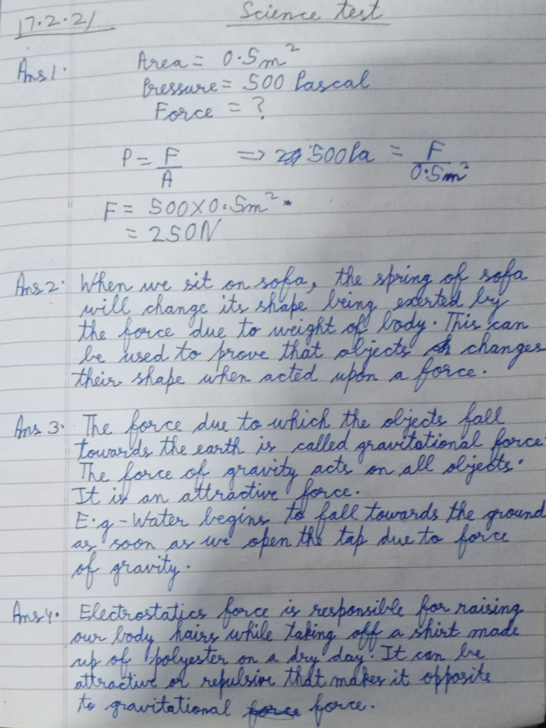 Science Test of Harshit Arora of 8A | PDF