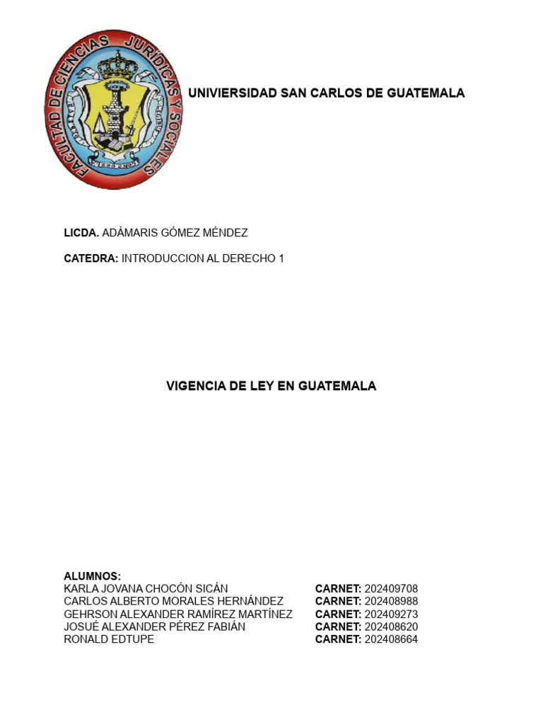 Vigencia de la Ley en Guatemala | PDF | Guatemala | Estatuto