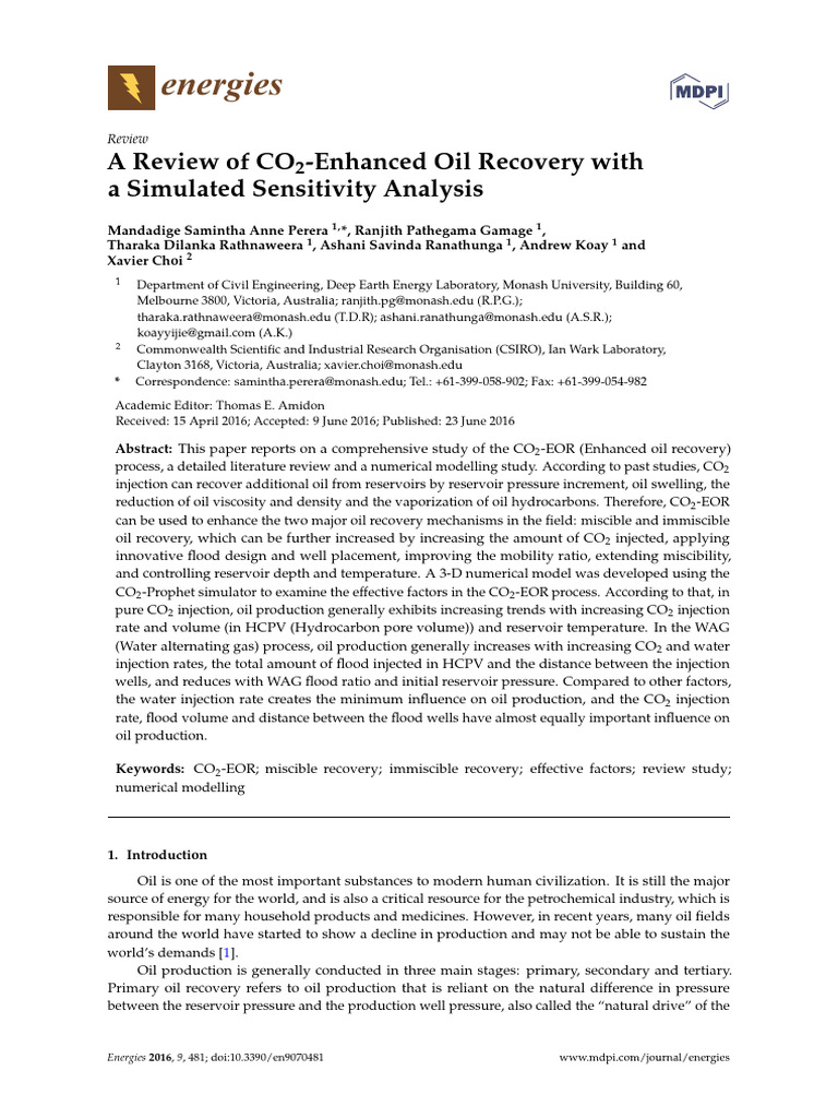 A Review of CO2 Enhanced Oil Recovery Wi | PDF | Enhanced Oil Recovery ...