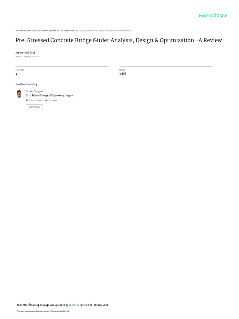 Pre-Stressed Concrete Bridge Girder Analysis, Design & Optimization - A ...