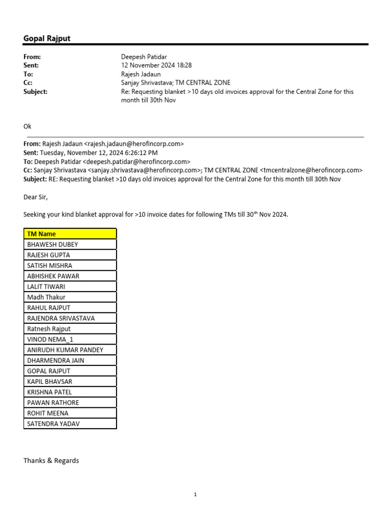 Approval Request for Old Invoices | PDF