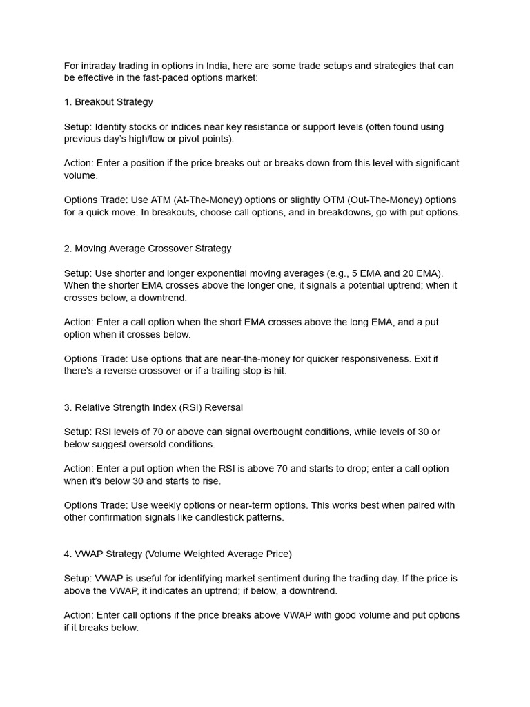 Effective Intraday Options Strategies | PDF | Private Sector ...