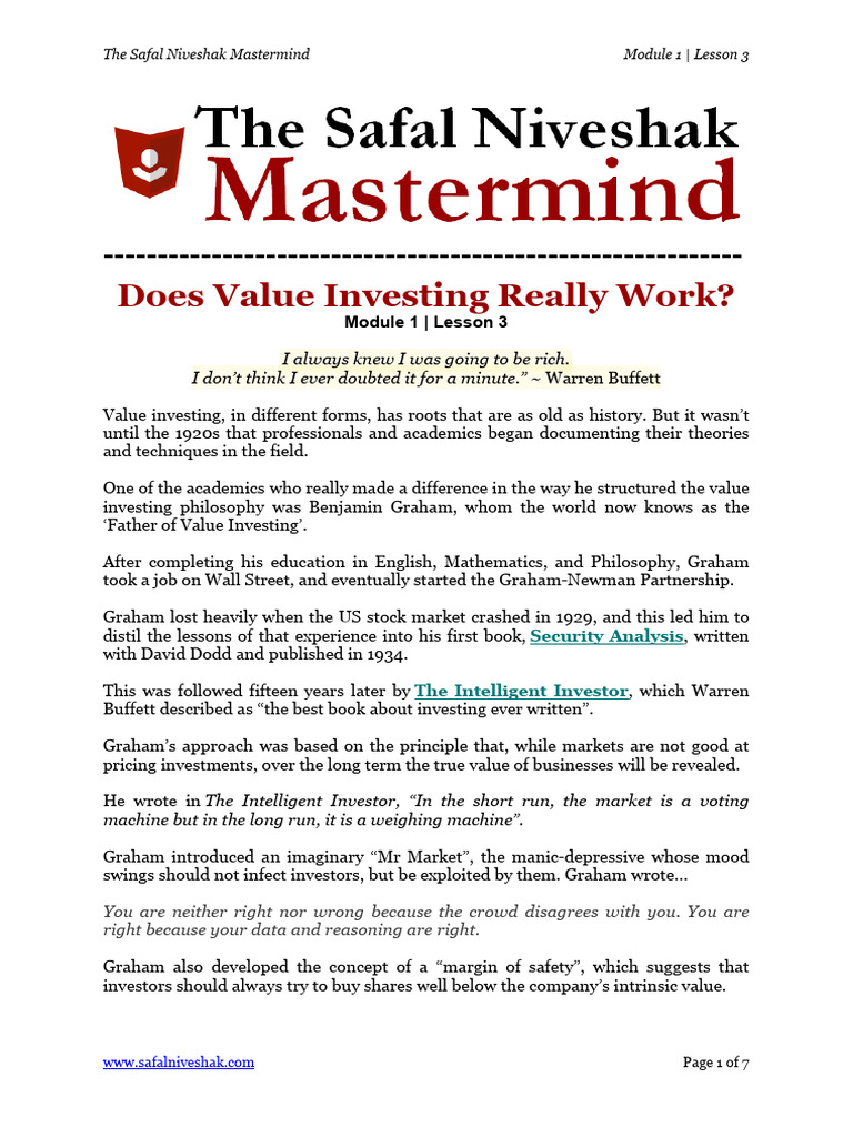 Value Investing Insights from Graham | PDF | Value Investing | Investing