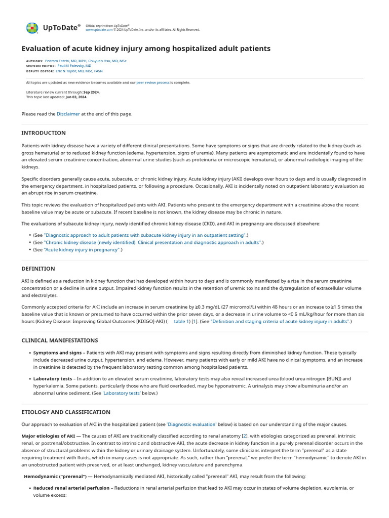 Evaluation of Acute Kidney Injury Among Hospitalized Adult Patients ...