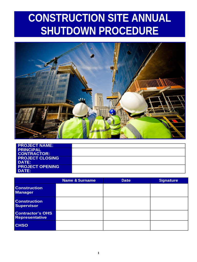 View of Annual Construction Site Shutdown Procedure | PDF | Firefighting ...