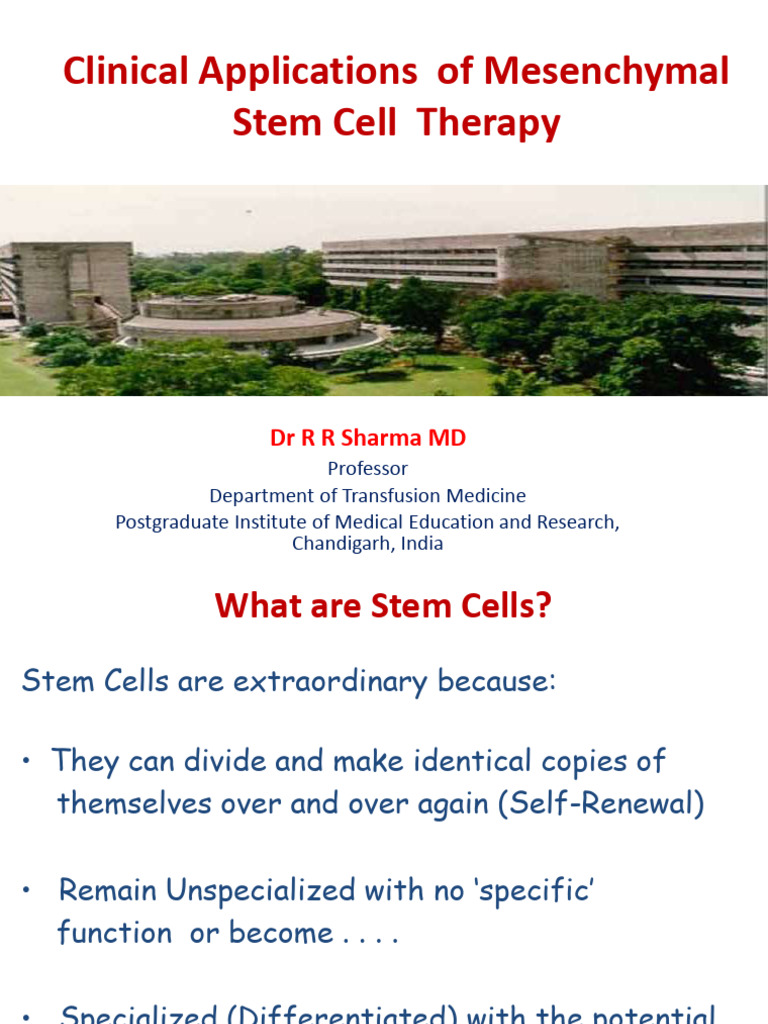 Clinical Applications of MSC Therapy | PDF | Mesenchymal Stem Cell ...