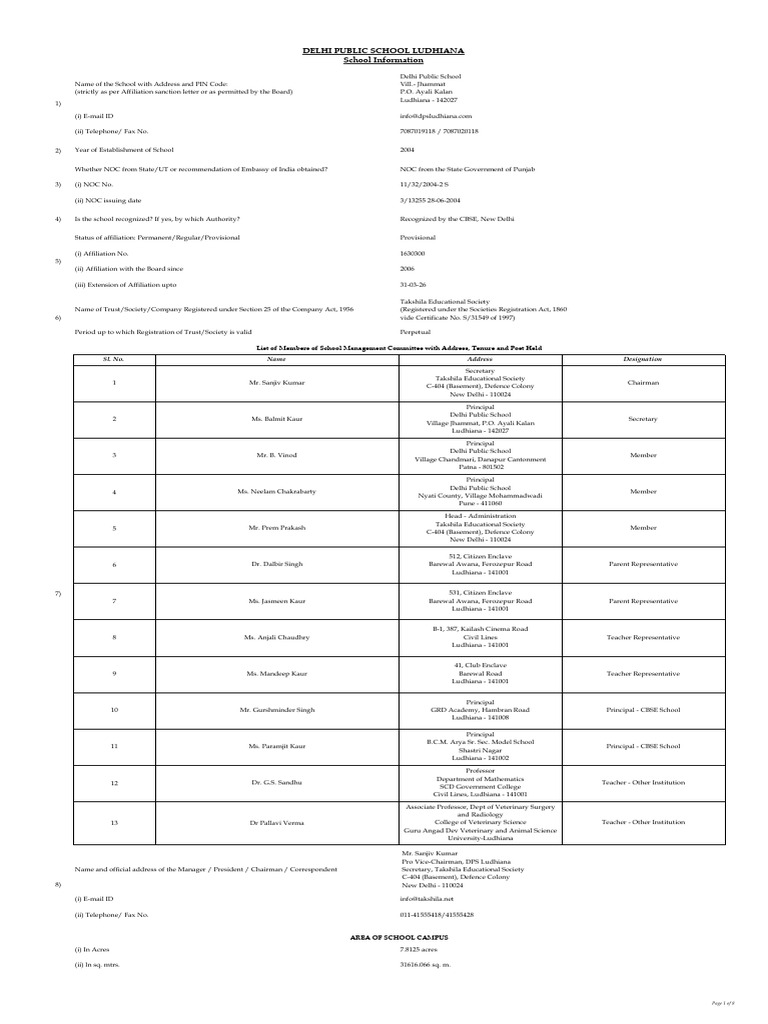 DPS Ludhiana Fee Structure Overview | PDF