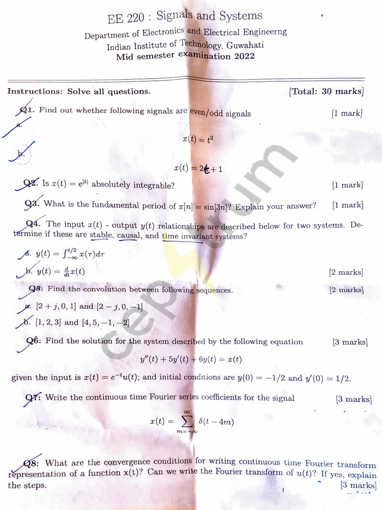 EE220 Midsem | PDF | Laplace Transform | Fourier Transform