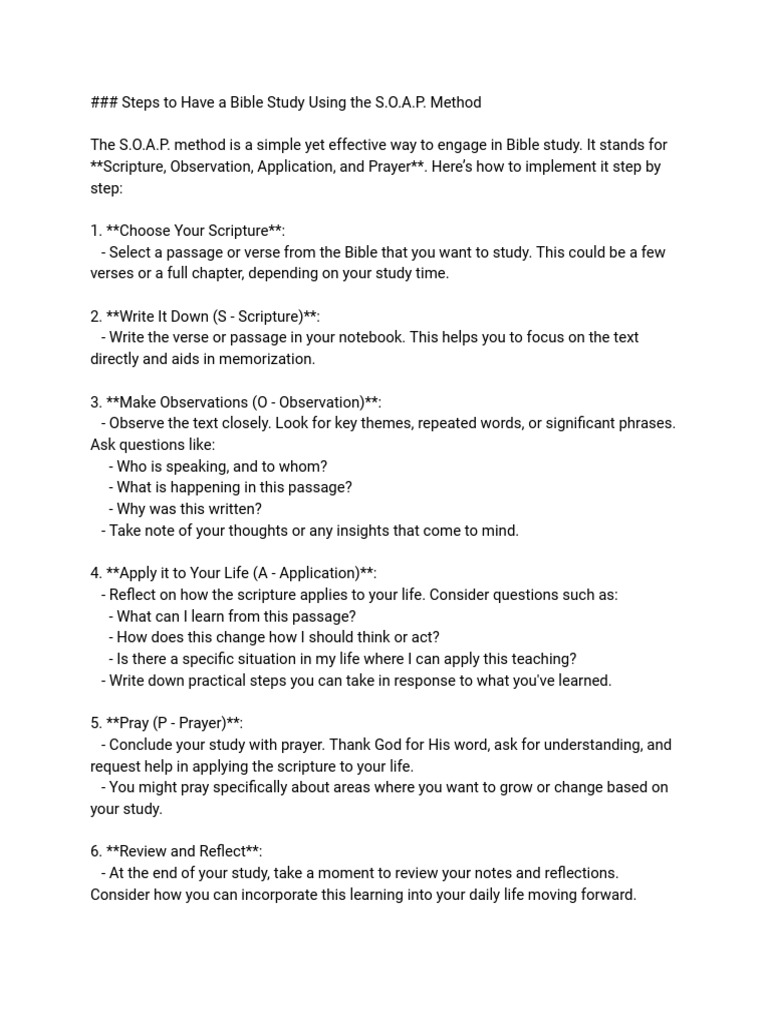 How To Use The S.O.A.P. Method | PDF