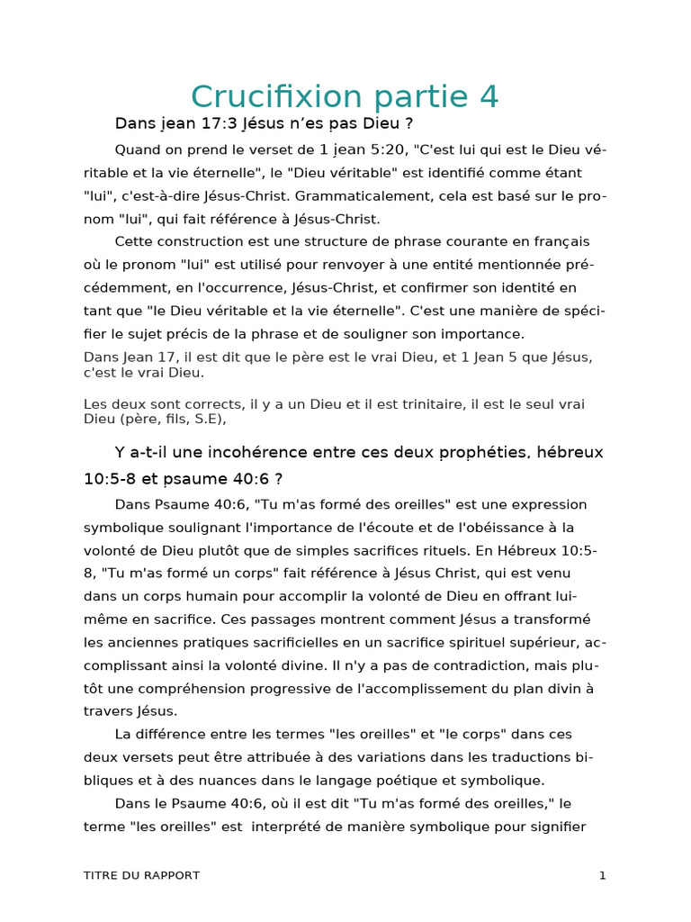Jésus, Dieu véritable et obéissance divine | PDF | Jésus | Dieu