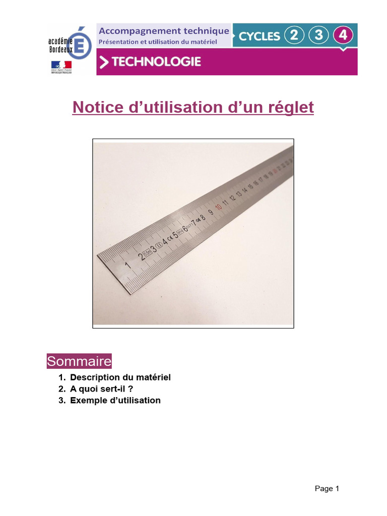 Guide d'utilisation du réglet en millimètres | PDF
