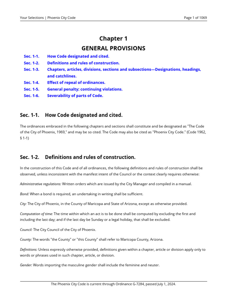 Phoenix City Code: General Provisions | PDF | Grammatical Gender | U.S ...