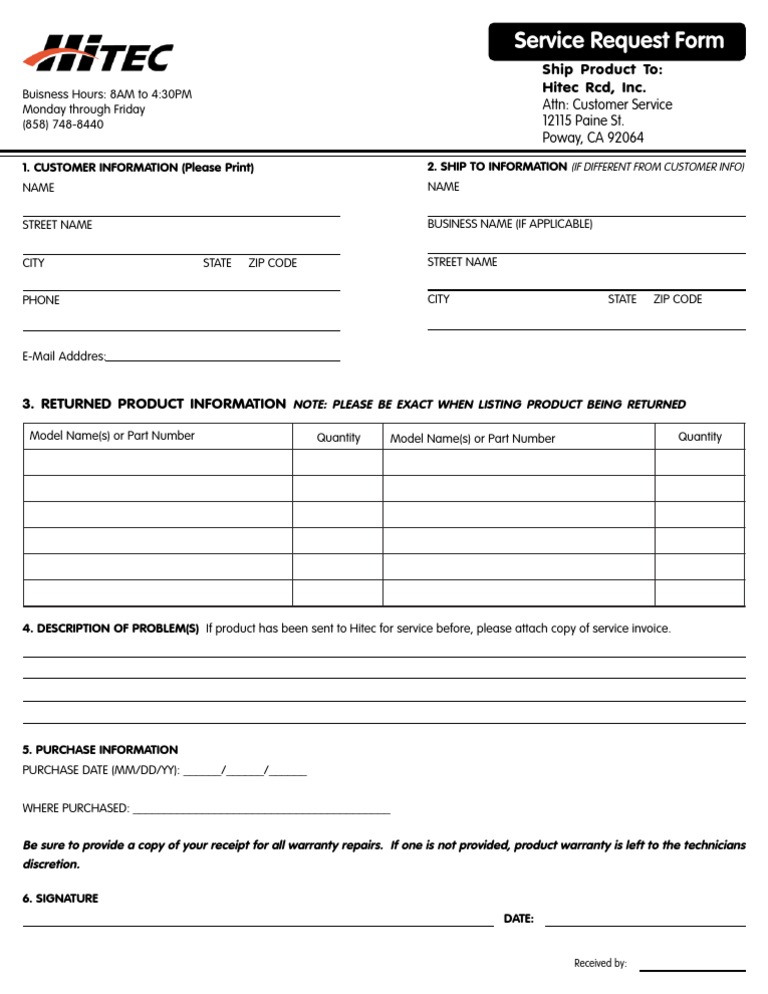 Service Request Form | PDF | Business | Technology & Engineering