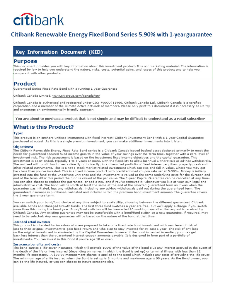 Citibank 5.90% Renewable Energy Bond | PDF | Bonds (Finance ...