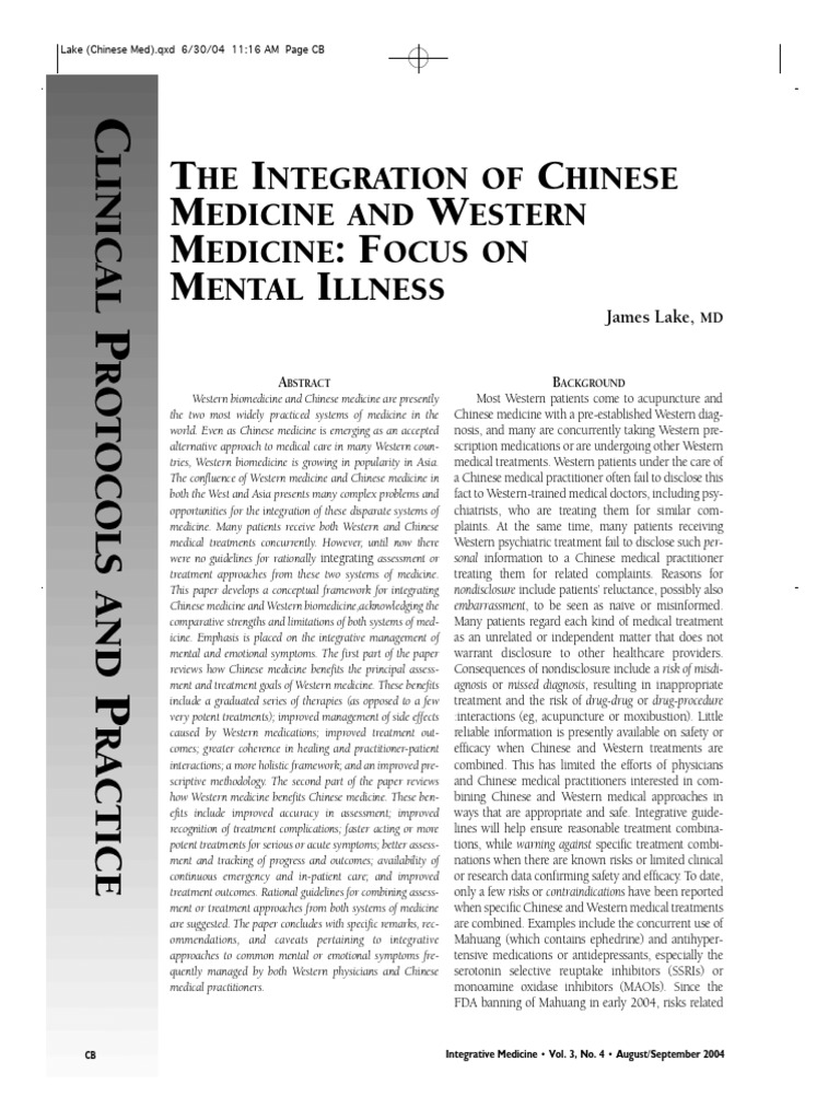 Lake, James - Integration of Traditional Chinese Medicine and Western ...