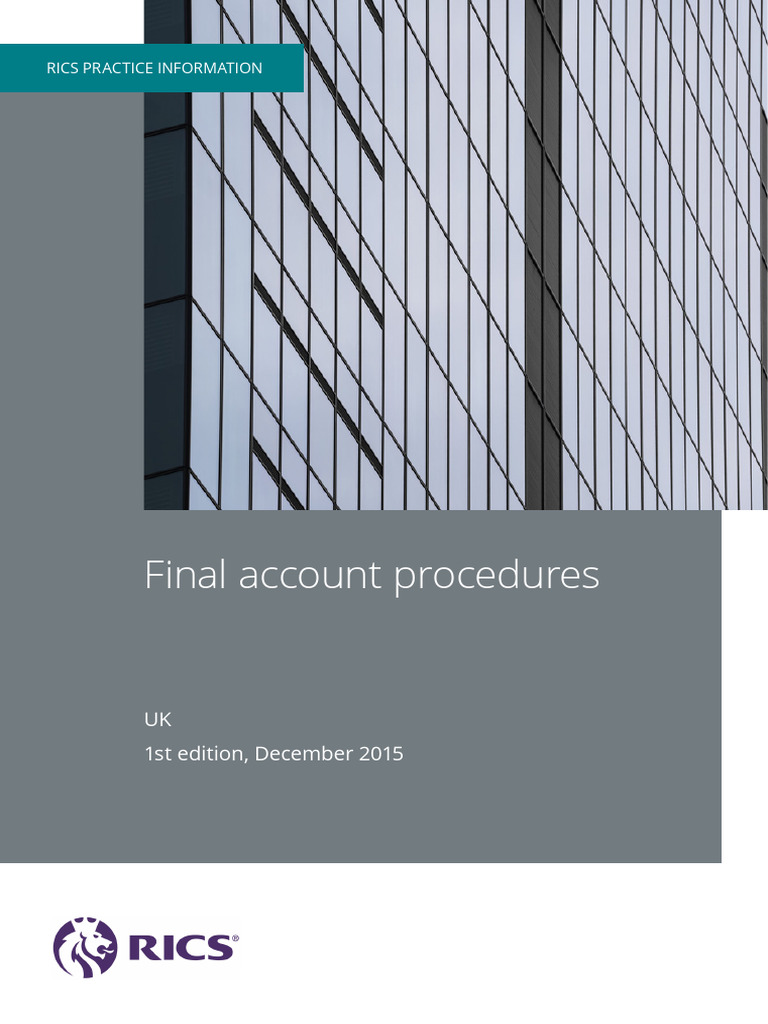 Final Account Procedures 1st Edition Rics | PDF