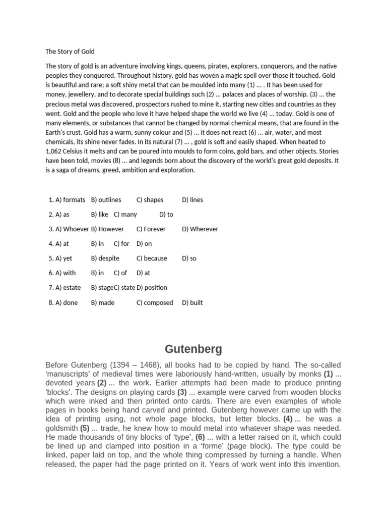 The Fascinating History of Gold | PDF | Gold | Johannes Gutenberg