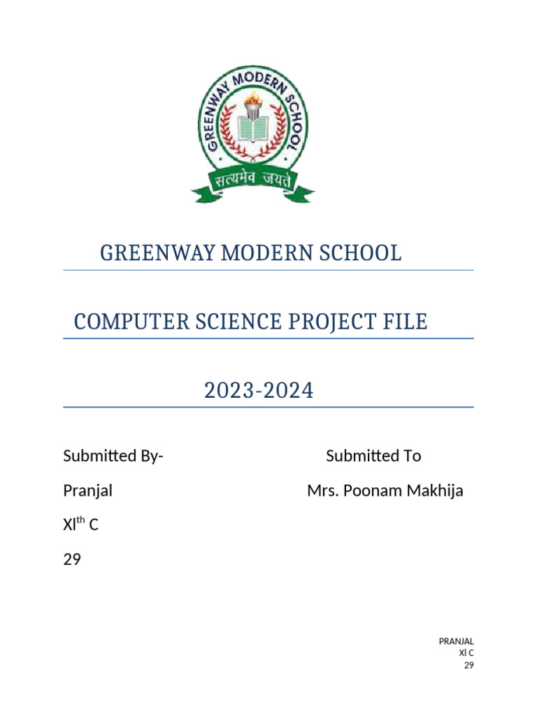 Pranjal CS Final Project | PDF | Python (Programming Language ...