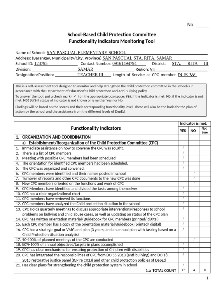 Child Protection Committee Monitoring Tool | PDF | Bullying | Child ...