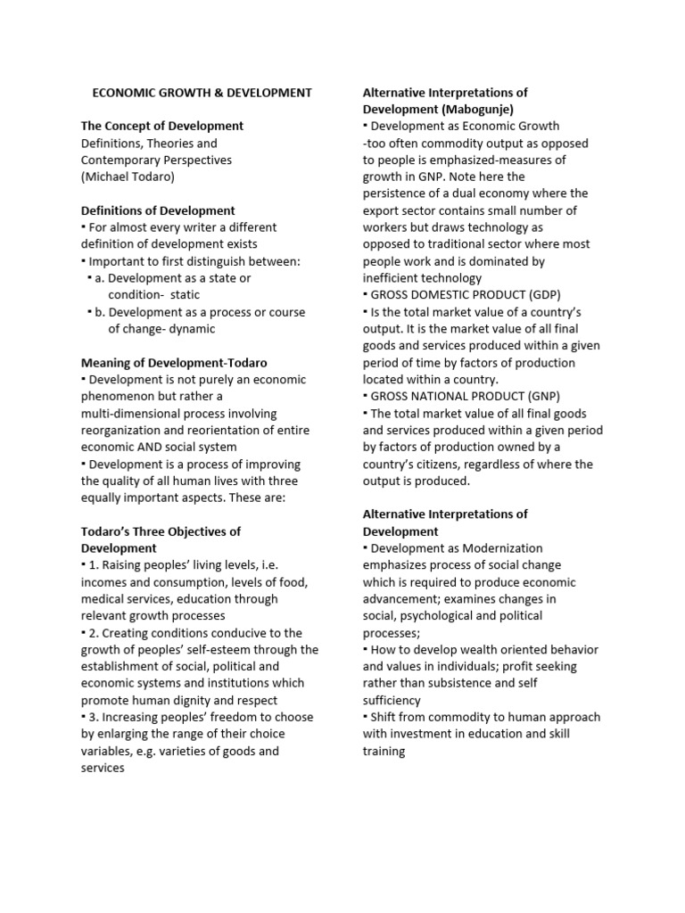 Economic Growth & Development | PDF | Economic Growth | Gross Domestic ...