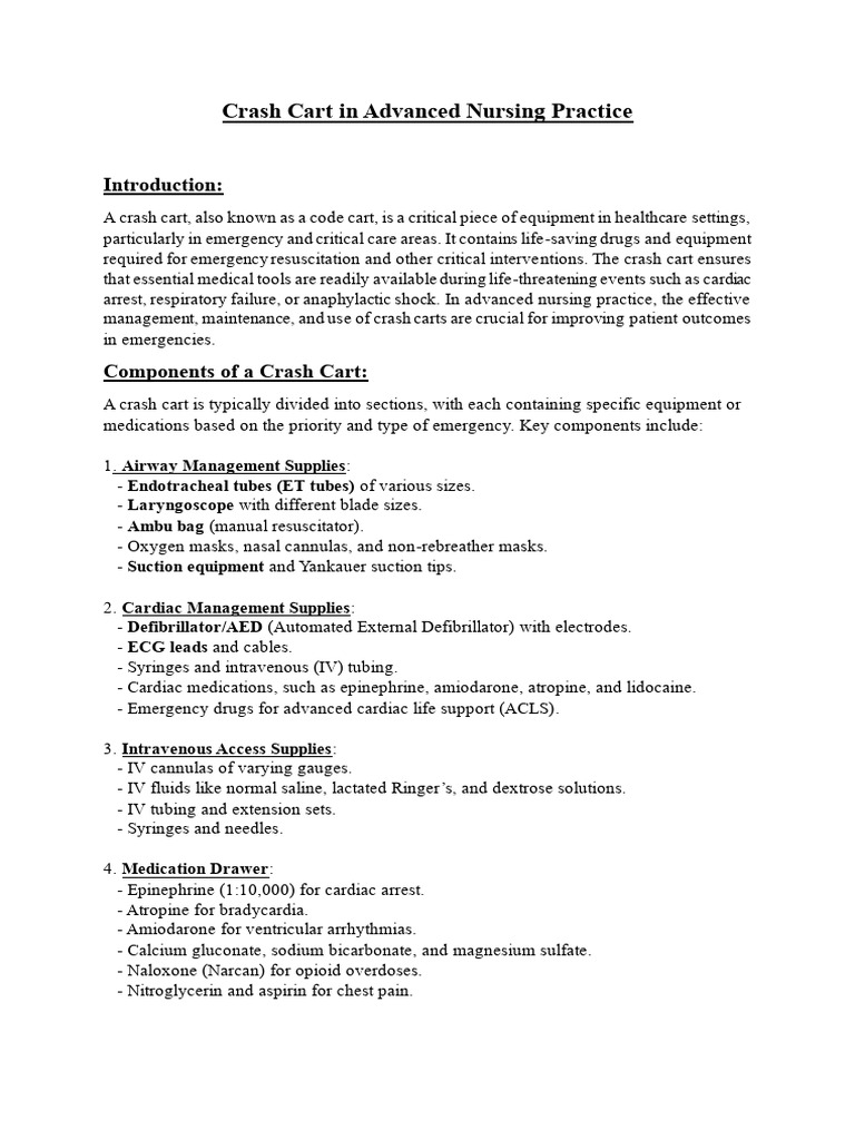 Crash Cart Management in Nursing Practice | PDF | Cardiac Arrest ...
