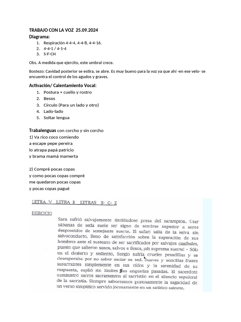 Ejercicios Esenciales para la Voz | PDF | Artes del Lenguaje y Comunicación