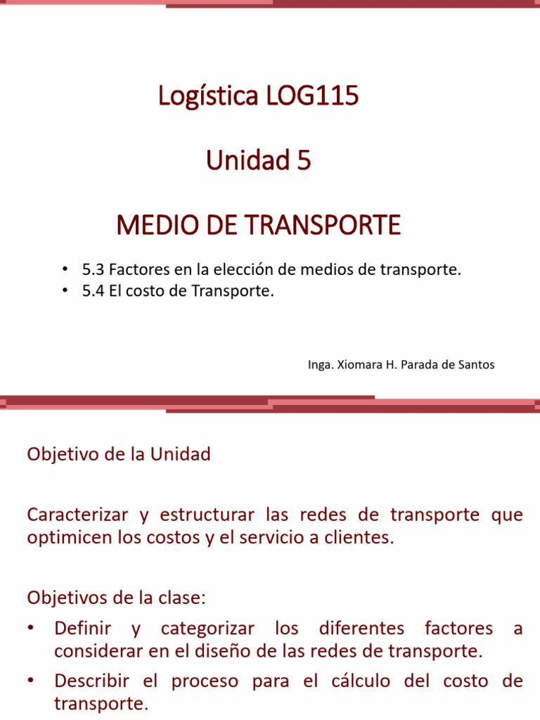 5.3 y 5.4 Factores en La Elección de Medios de Transporte - Costo Del ...
