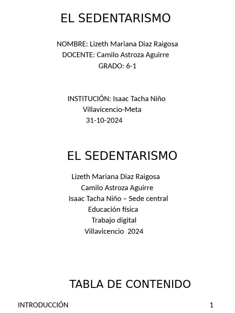 El Sedentarismo - Mariana Diaz | PDF | Estilo de vida sedentario ...