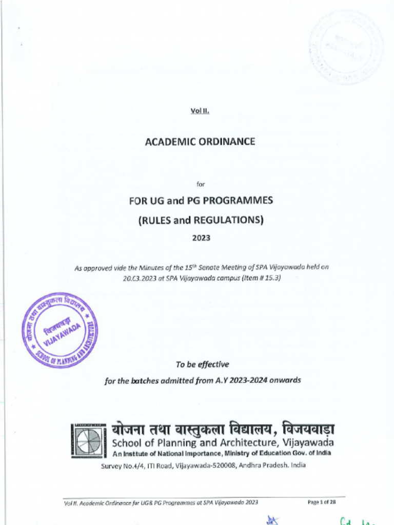 Vol II - SPAV - UG PG Academic Ordinances - 2023 | PDF