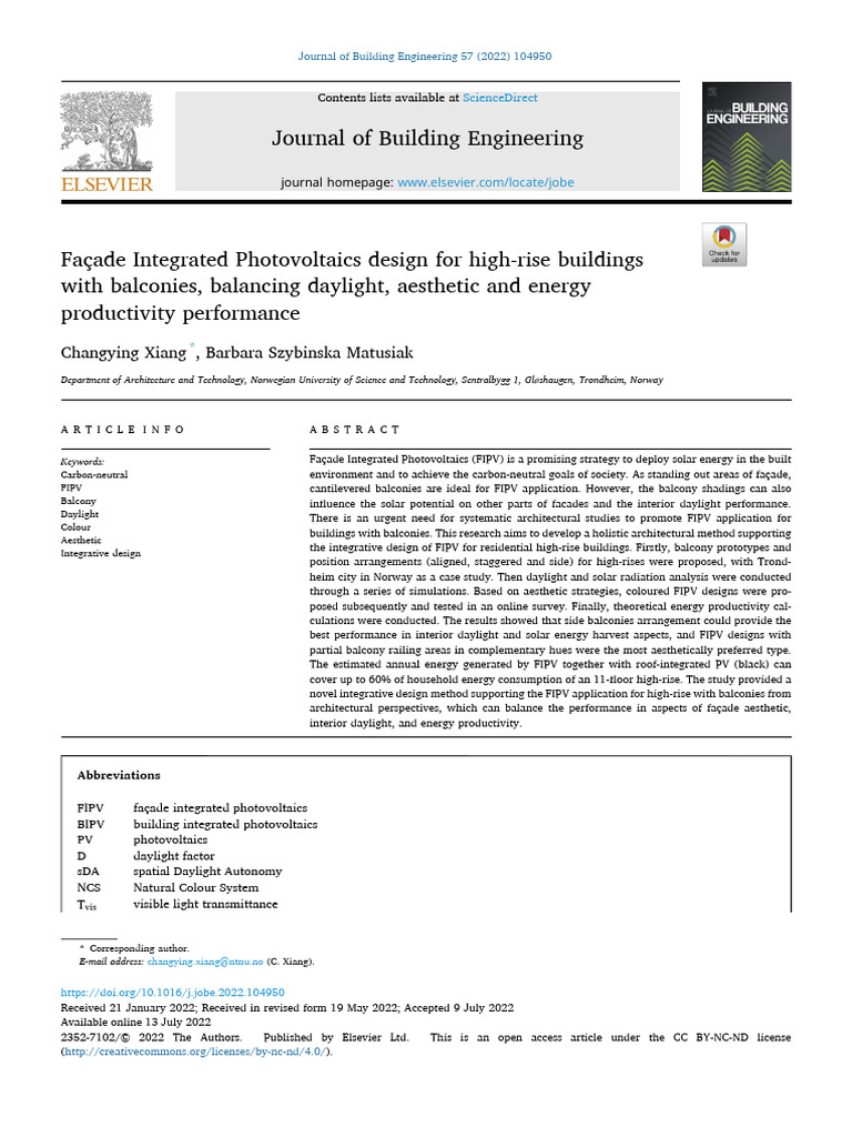 Façade PV Design for High-Rise Balconies | PDF | Photovoltaics | Window - High Rise Facade Design For Energy Efficiency