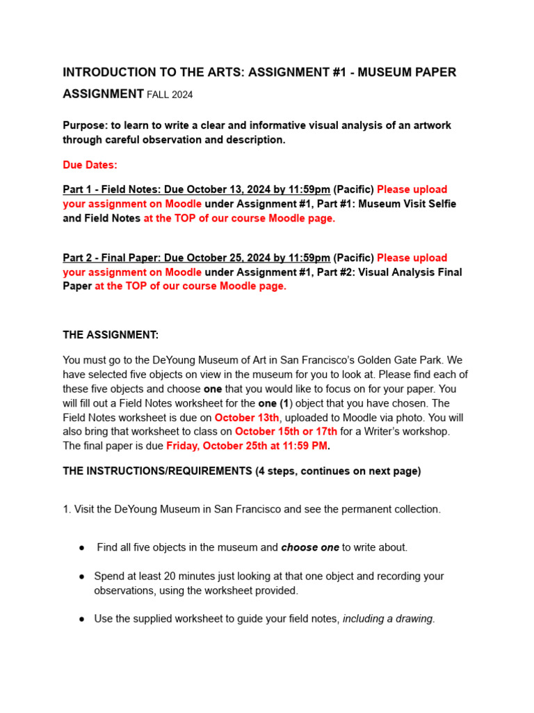 2024 IA Museum Paper Assignment | PDF | Composition (Visual Arts)