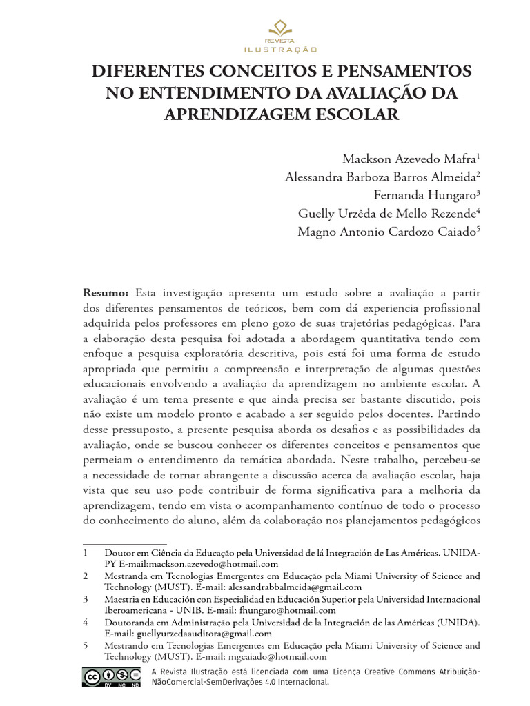 Avaliação da Aprendizagem Escolar: Conceitos e Desafios | PDF ...