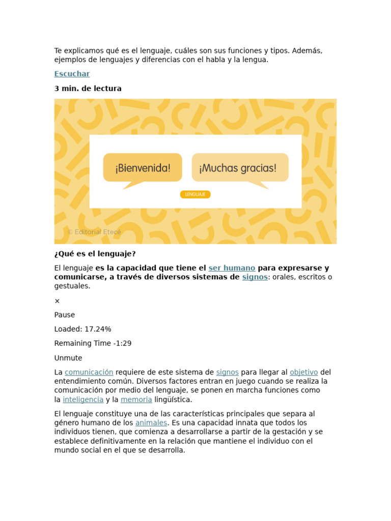 Tipos y funciones del lenguaje humano | PDF | Comunicación ...