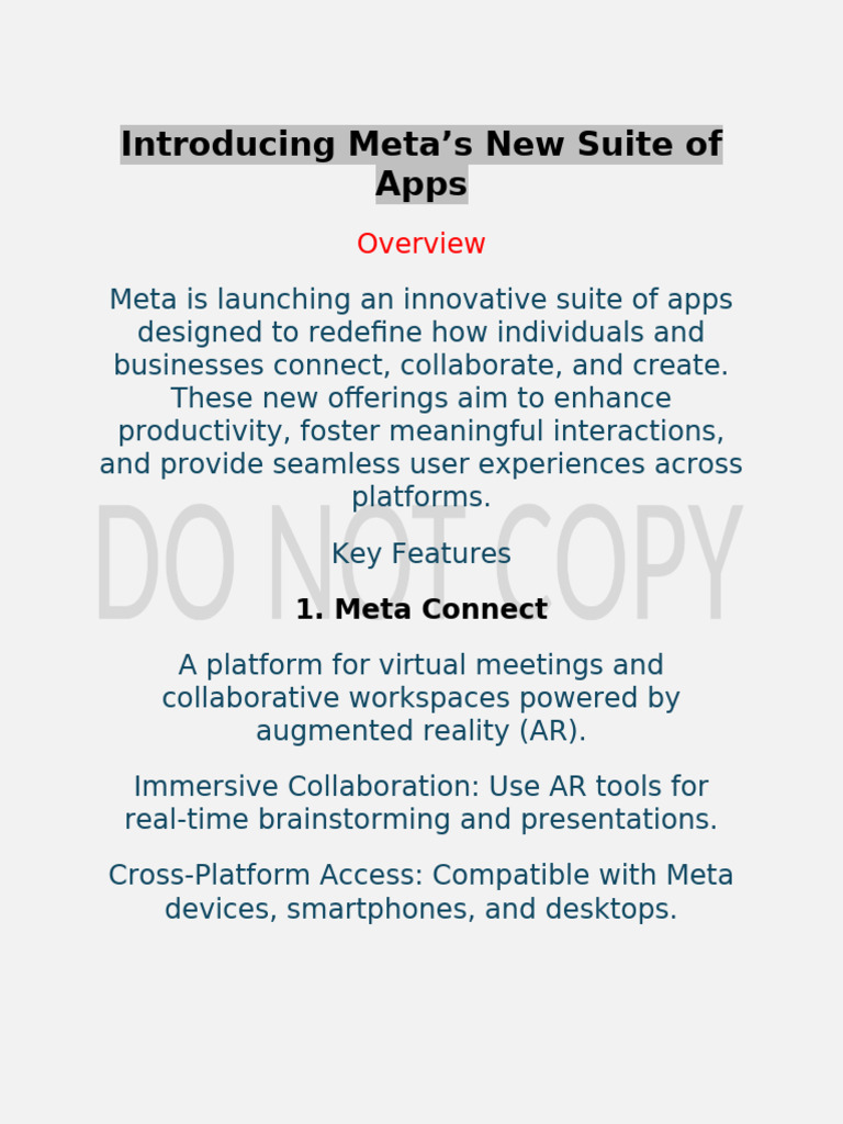 Meta's Innovative App Suite Launch | PDF | Mobile App | Augmented Reality