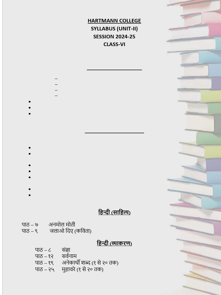 Class VI Syllabus 2024-25 Overview | PDF | Linguistics