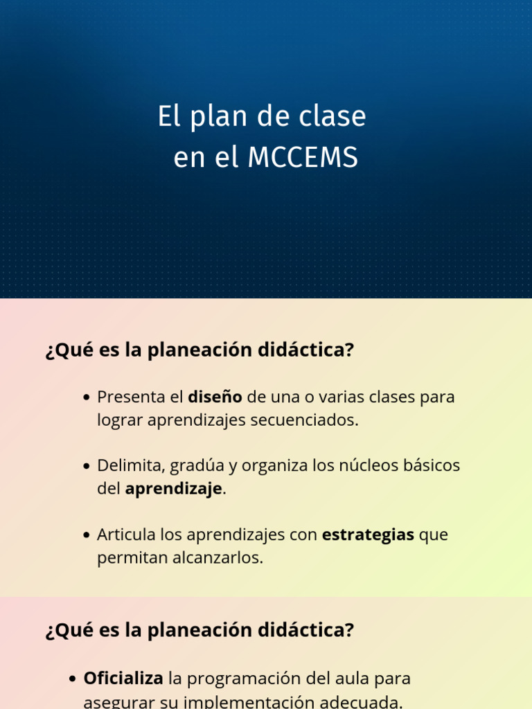 Plan de Clase en El Mccems 2 | PDF | Plan de estudios | Aprendizaje