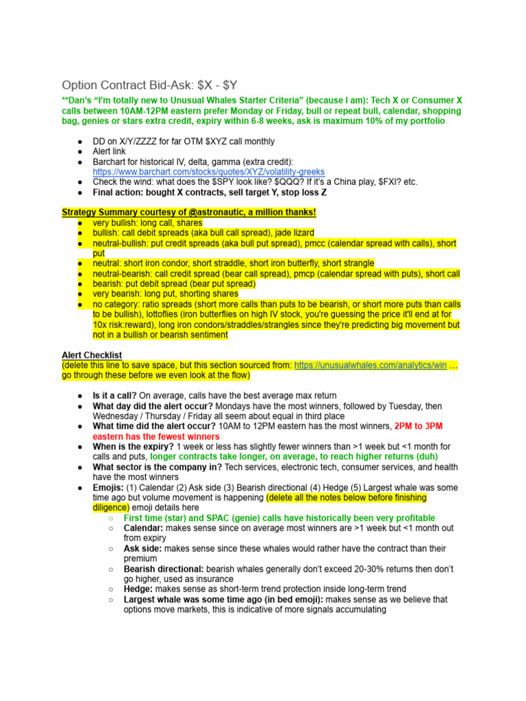Unusual Whales Options Strategy Guide | PDF | Greeks (Finance) | Market  Trend