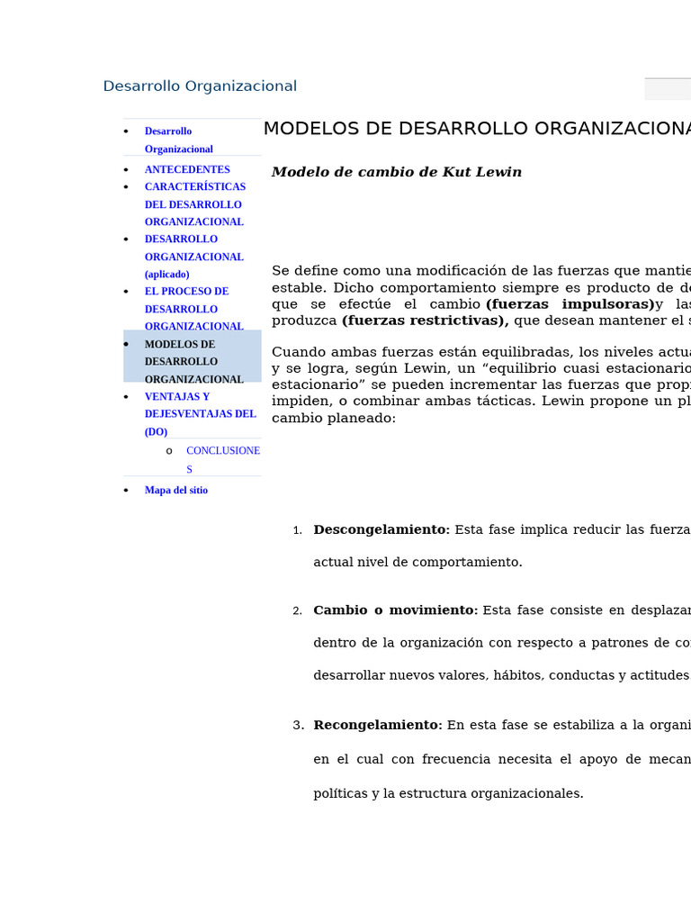 Modelos de Desarrollo Organizacional | PDF | Comportamiento