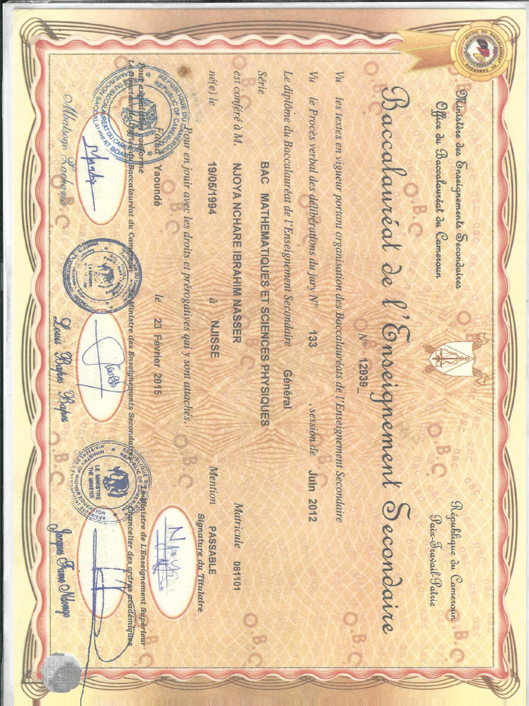 Diplome Baccalaureat | PDF